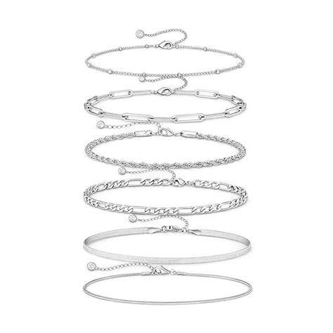 VAMA FASHIONS Trendy 6 Pcs Silver Plated Bracelets Hand Jewelry ...
