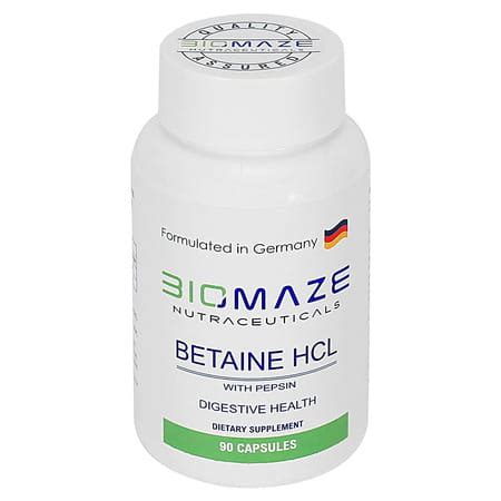 Buy BIOMAZE NUTRACEUTICALS BETAINE HCI - SUPPLEMENT FREE - 90 CAPSULES ...