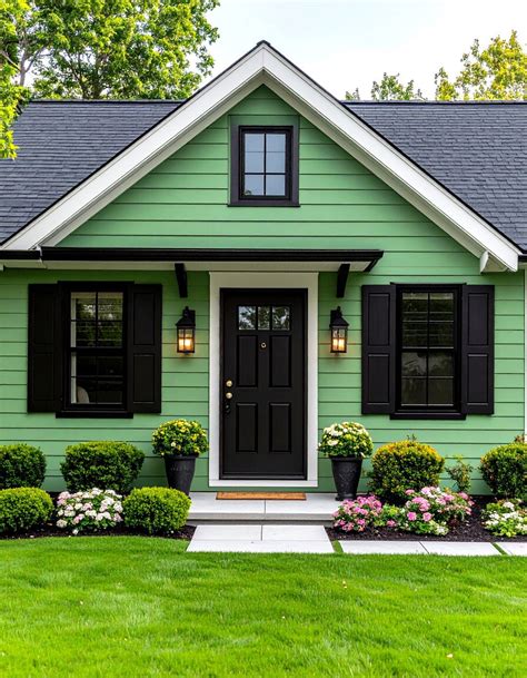 24 Exterior House Color Schemes with Sage Green Siding - Too Much Time