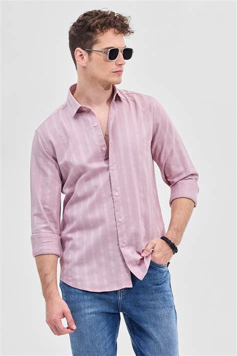 Buy Men's Pink Self-Design Slim Fit Shirts Online | Snitch – SNITCH