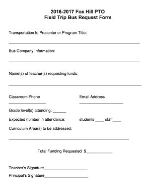 Fillable Online Transportation-request-form - FOX HILL PTO Fax Email ...