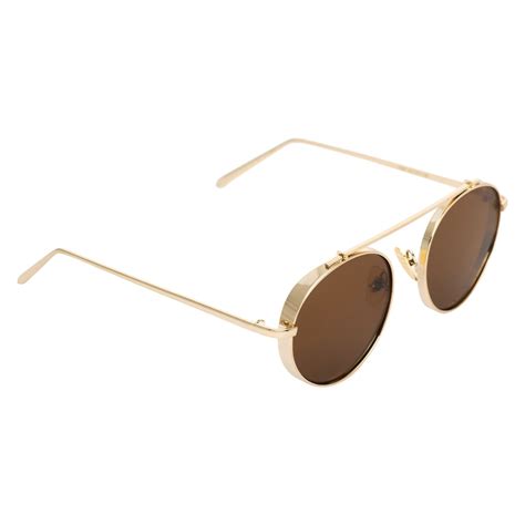 Round Brown And Gold Sunglasses For Men And Women-Unique and Classy ...