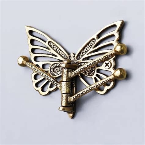 Indian-Shelf Brass Butterfly Swivel Tri Arm Hook Foldable Decorative ...