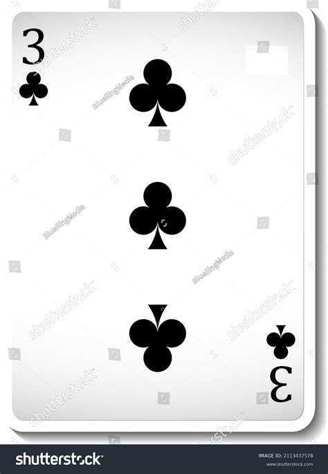 Three Clubs Playing Card Isolated Illustration Stock Vector (Royalty ...