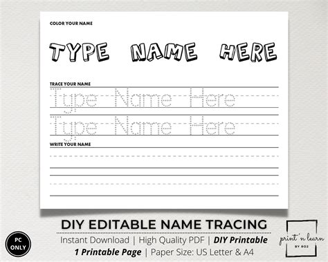 Custom Name Tracing Sheet, Handwriting Practice, Name Writing ...