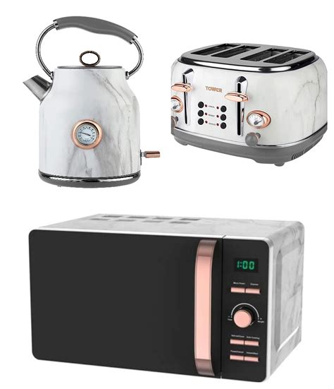 Tower Rose Gold White Marble Kitchen Appliance Retro Stylish Set ...