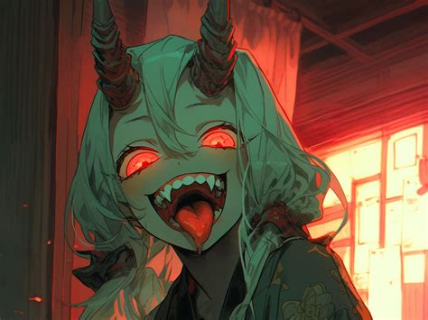 Download wallpaper 1400x1050 demon, vampire, horns, anime standard 4:3 ...