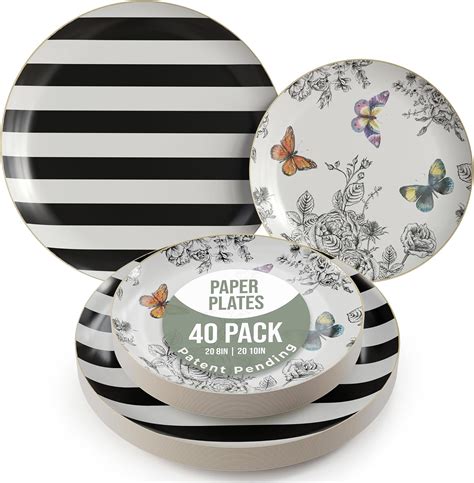Amazon.com: Trendables Floral Paper Plates 8.5 Inch & 10.5 Inch 40 Pcs ...