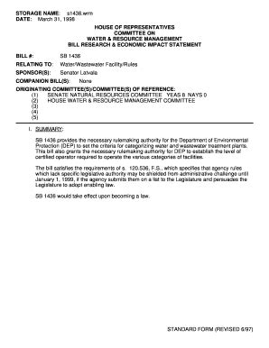 Fillable Online leg state fl STANDARD FORM (REVISED 6/97) STORAGE NAME ...