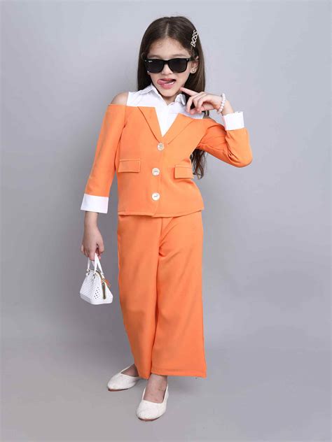 Shop Full Sleeves Cold Shoulder Shirt Blazer Top And Matching Pant Set ...