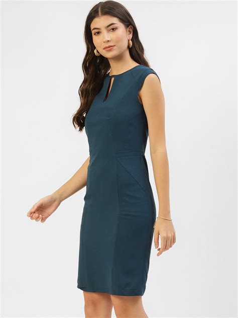 Teal Solid Crepe Dress – Taurusshop.com