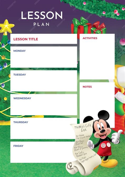 Le plan de leçon de Noël de Mickey Mouse | Modèle Disney Gratuite
