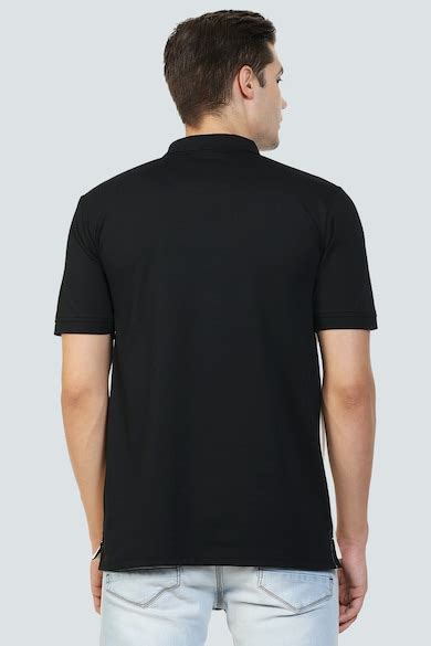 Buy Men Black Patterned Polo Neck T-shirt Online - 597035 | Louis Philippe