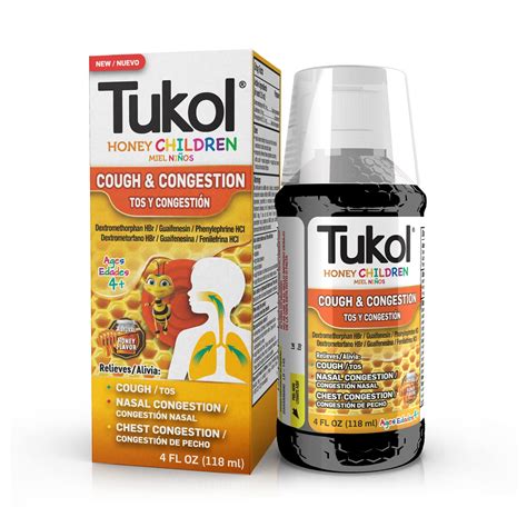 TUKOL Honey Children Cough & Congestion Relief - 4 oz Cough Medicine ...