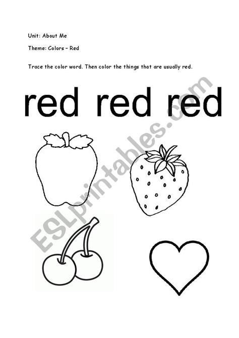 Image result for Color Red Worksheet