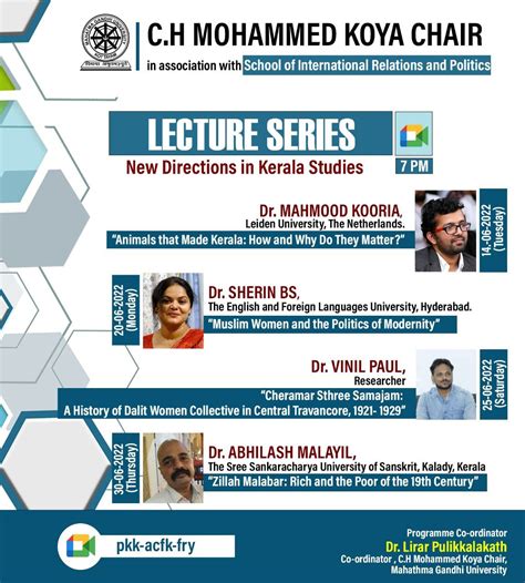 Lecture Series on “New Directions in Kerala Studies ” Organized by the ...