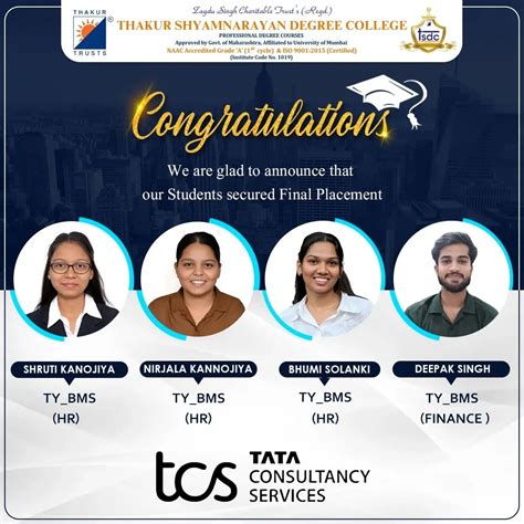 Placement at Thakur Shyamnarayan Degree College in Kandivali