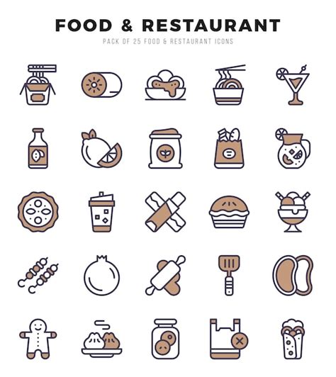 Food and restaurant icon pack 25 vector symbols for web design ...