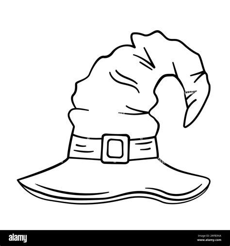 Witch hat. Hand drawn sketch icon of Halloween wizard costume element ...