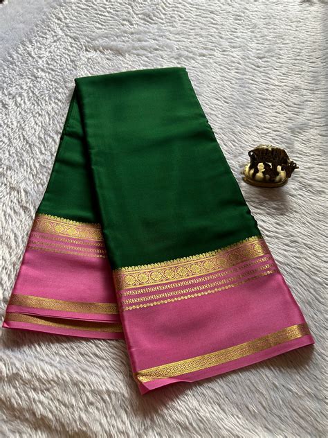 Daamini (2D) : Dark green-baby pink – Nalmè Saree Studio