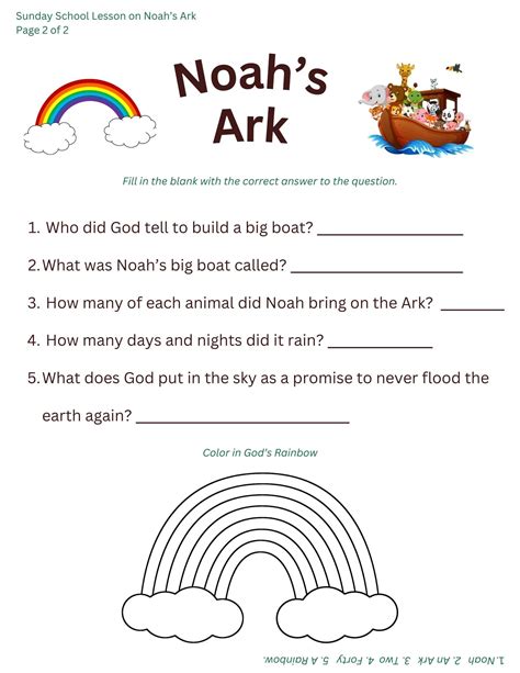 Printable Sunday School Lesson on Noah's Ark - Etsy