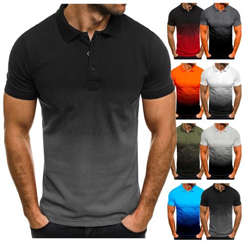 DDAPJ pyju Big and Tall Polos Shirts for Men Gradient Color Print Short ...