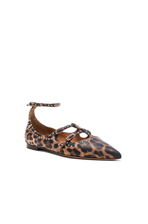 Givenchy Piper Leopard Print Leather Ballerina Flats in Multi | FWRD