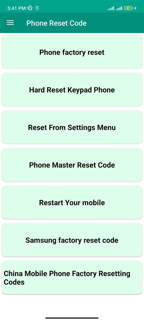 Image result for Android Phone Reset Code