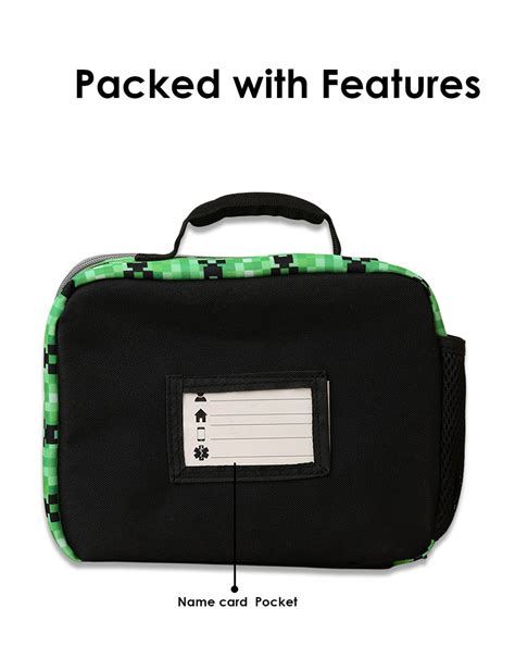 Minecraft 4.4L Lunch Bag for Boys & Girls | Mesh Water Bottle Holder ...