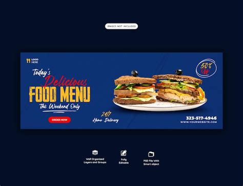 Delicious burger and food menu facebook cover template | Free PSD