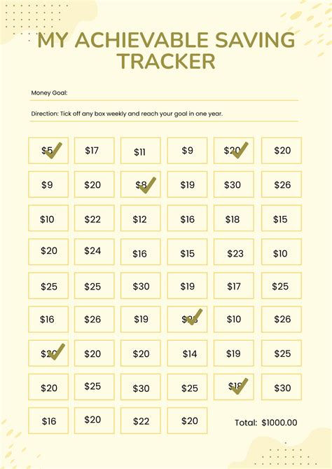 Free Money Chart Templates, Editable and Printable