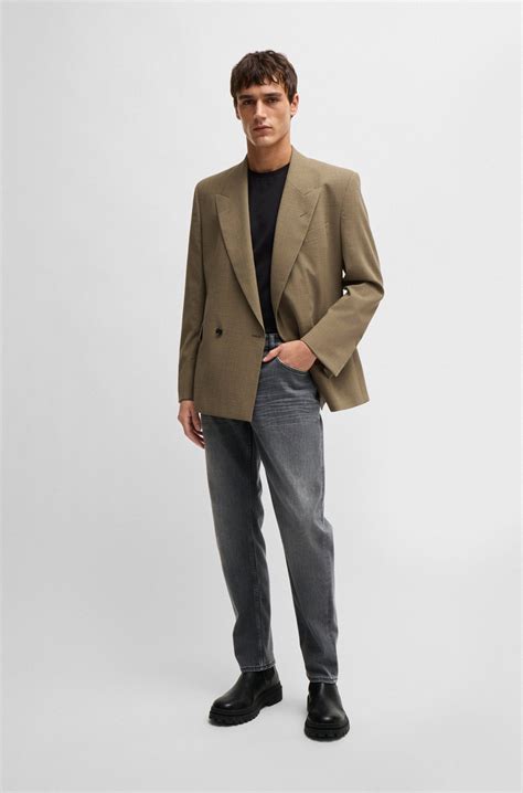 BOSS - Maine Regular-fit jeans in grey stretch denim - Grey