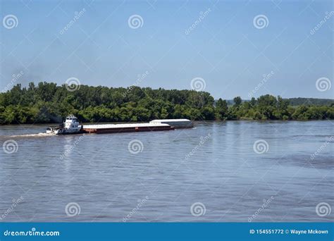 Missouri river tug boat stock photo. Image of barge - 154551772