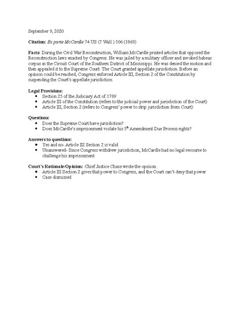 Ex parte McCardle Brief - September 9, 2020 Citation: Ex parte McCardle ...
