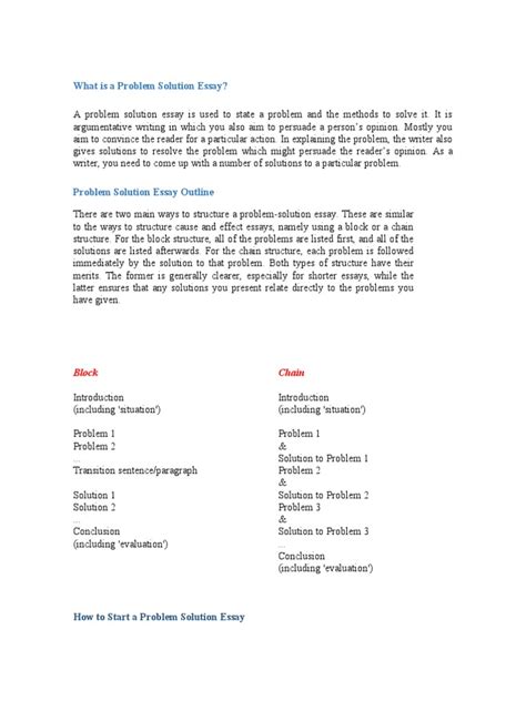 Image result for Problem Solution Essay Sample PDF