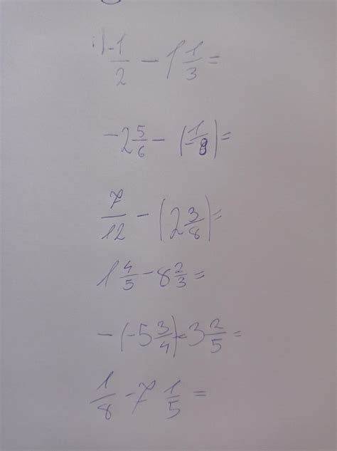 Oblicz wartosci podanych sum i różnic, rozpisz- 1/2 - 1 1/3 =-2 5/6 ...