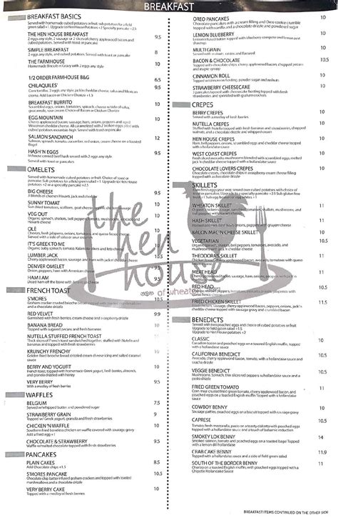 Hen House Templeton Menu at Jim Roebuck blog