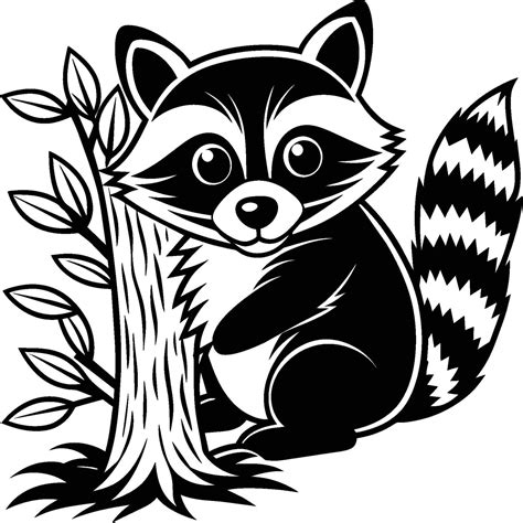 Raccoons silhouette black white illustration 45245277 Vector Art at Vecteezy