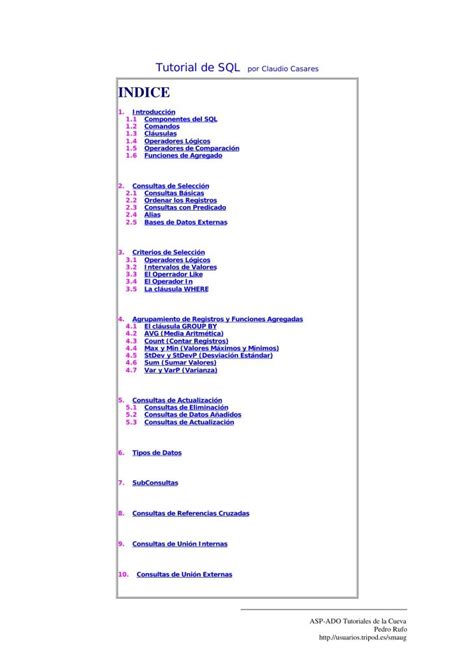 SQL Tutorial PDF 的图像结果