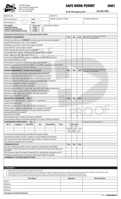 Image result for Safe Work Permit Examples