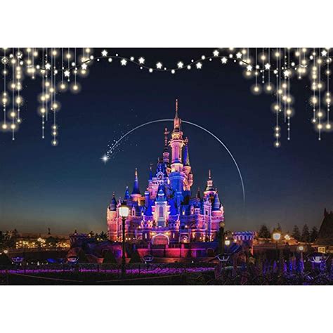Buy 7x5ft Polyester Disney Castle Backdrop Night View of Disneyland ...