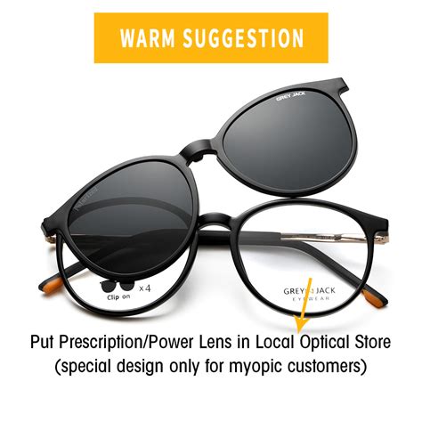 4 In 1 Clip On Sunglasses for Myopic Men Women AGJ6075 – GreyJack ...