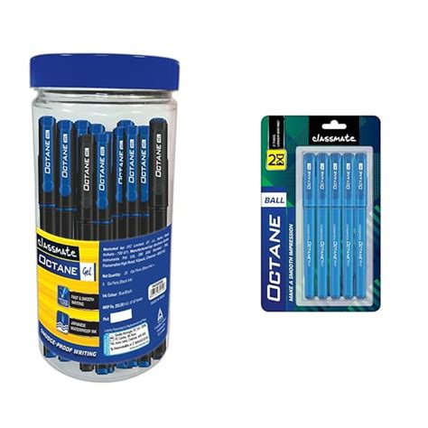 Classmate Octane Gel Pen (Blue & Black)- Pack Of 25 + 10 Gel Refills ...