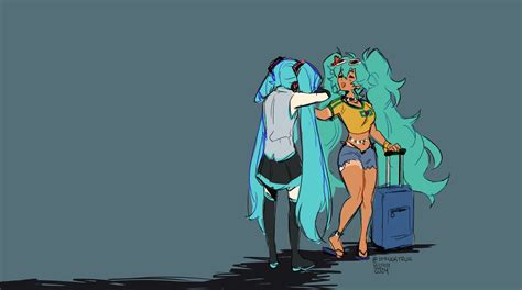 hatsune miku and brazilian miku (vocaloid and 2 more) drawn by ...