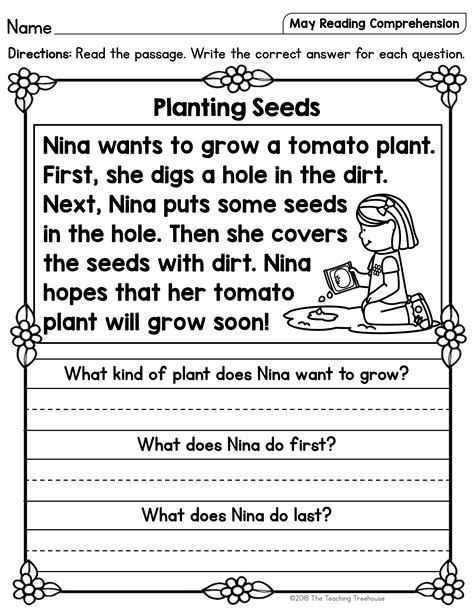 May Reading Comprehension Passages for Kindergarten and First Grade ...