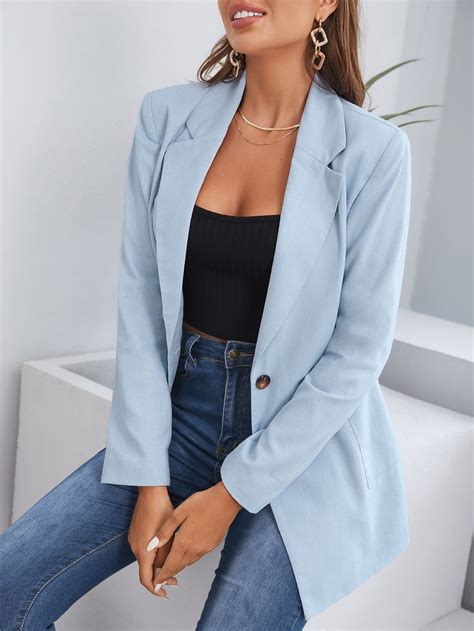 Patched Pocket Single Button Belted Blazer | Blazer outfits for women ...