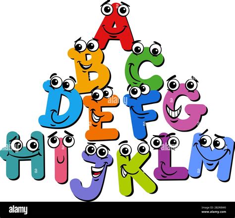 Dessin Animé Illustration De Drôle Lettres Majuscules Groupe Alphabet Image Vectorielle Stock ...