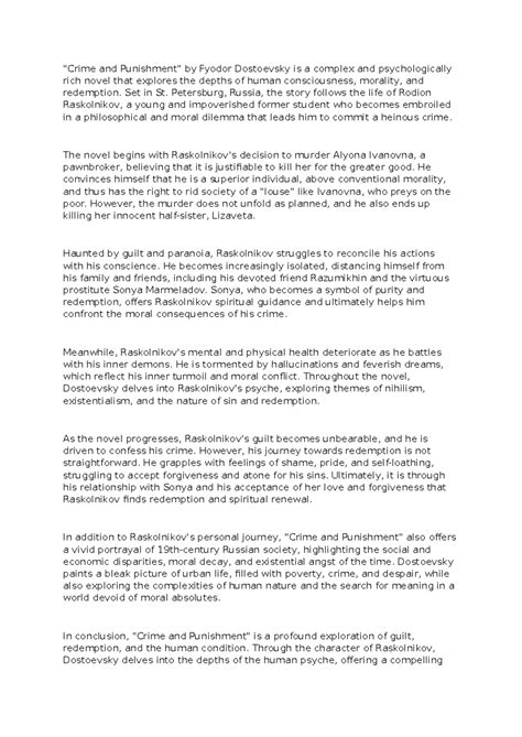 Crime and Punishment summary - "Crime and Punishment" by Fyodor ...