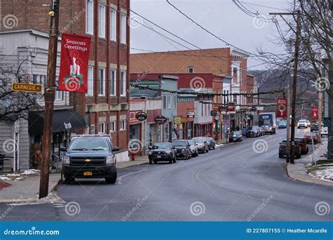 Shops and Vehicles on Main Street, Ticonderoga, New York State ...