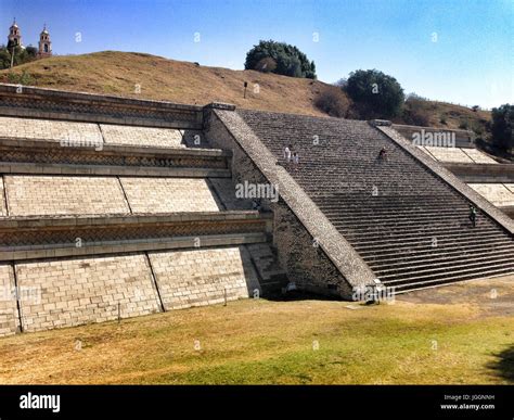 View of the Great Pyramid of Cholula, Tlachihualtepetl, one of the ...